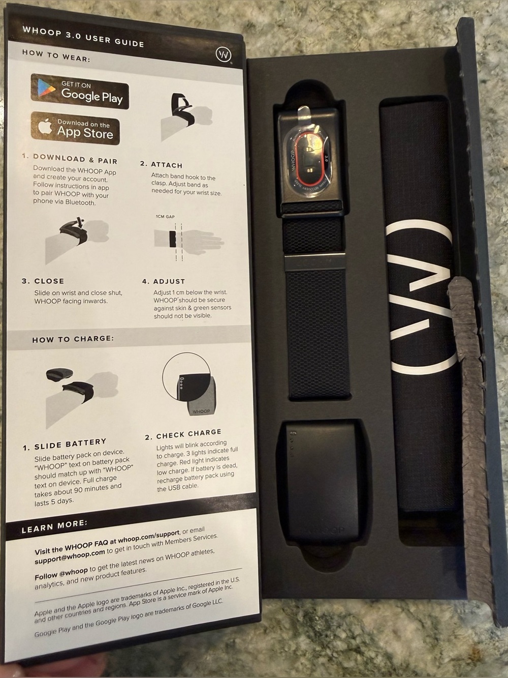 WHOOP 3.0 Strap – Proknit Onyx – New, Unused, Complete Set